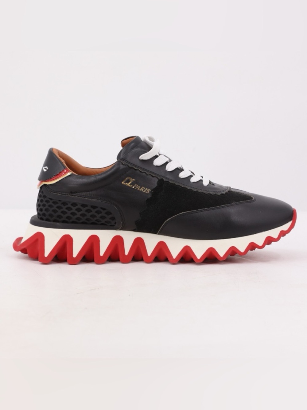 Christian Louboutin Loubishark Sneakers Black, White & Red Men's Zigzag Sole 12 - Picture 10 of 16